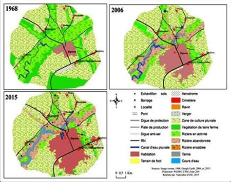 Carte d occupation du sol dans la zone d étude entre 1968 et 2015