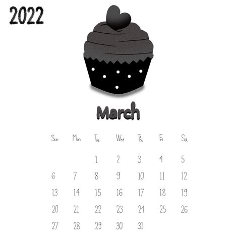 March Calendar White Transparent March 2022 Aesthetic Calendar