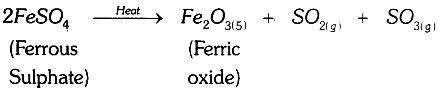 Name the products formed when the ferrous sulphate crytals are heated ...