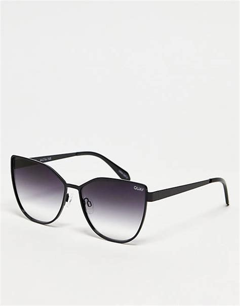 Quay In Pursuit Cat Eye Sunglasses In Black Fade Asos