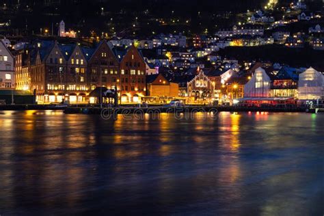 View of Bergen at Night, Norway Stock Photo - Image of landscape, house ...