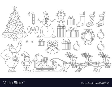 Christmas Graphics Outline Royalty Free Vector Image