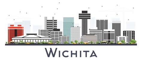 Wichita Kansas City Skyline with Gray Buildings Isolated on White ...