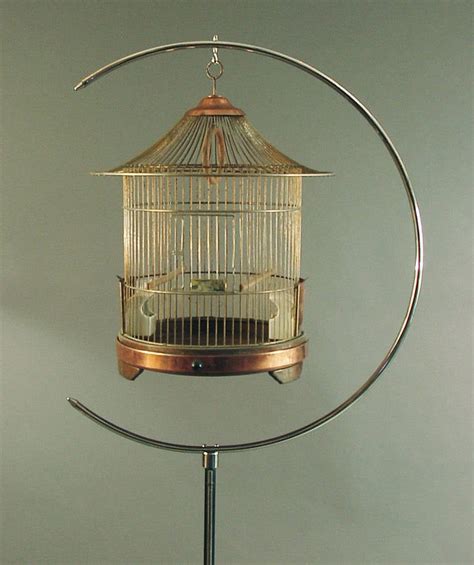 Art Deco Moderne Hendrix Birdcage With Pagoda Shaped Reliance Cage