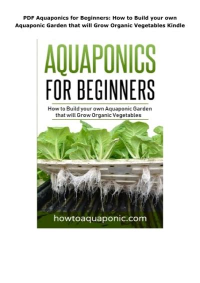 Pdf Aquaponics For Beginners How To Build Your Own Aquaponic Garden