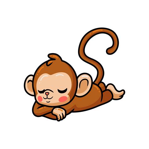 Cute baby monkey cartoon sleeping 9876884 Vector Art at Vecteezy