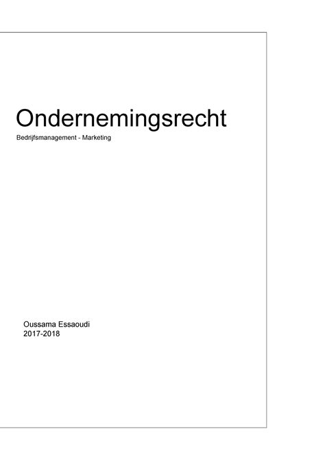 Ondernemingsrecht Samenvatting 2 Ondernemingsrecht Bedrijfsmanagement