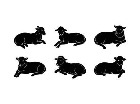 Black Sheep Silhouette Set On White Background Vector Art At