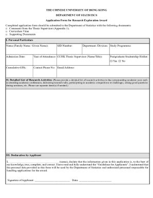 Fillable Online STA CUHK The Chinese University Of Hong Kong Fax