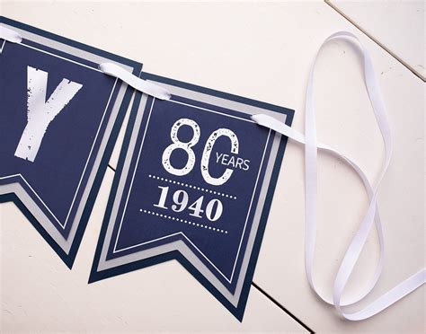 80th Birthday Banner 80th Birthday Party Decorations Navy - Etsy