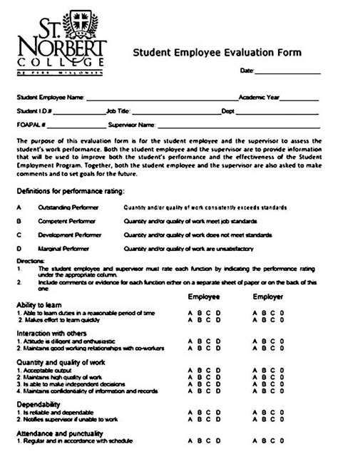 Employee Evaluation Form Sample Master Of Template Document