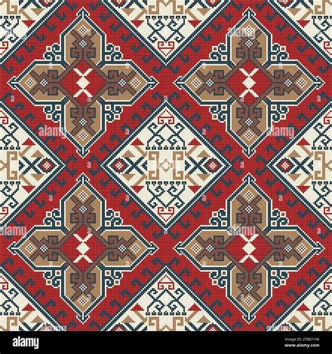 Traditional Georgian Folk Art Embroidery Vector Pattern Stock Vector