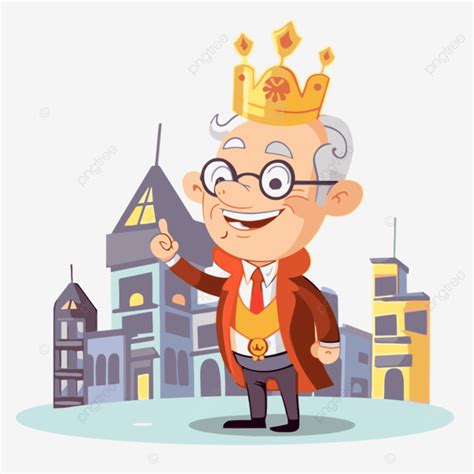 Mayor Clipart Senior Character With A Crown Walking Around City Cartoon