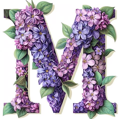 A Letter M Is Decorated With Flowers And The Letter M Premium AI