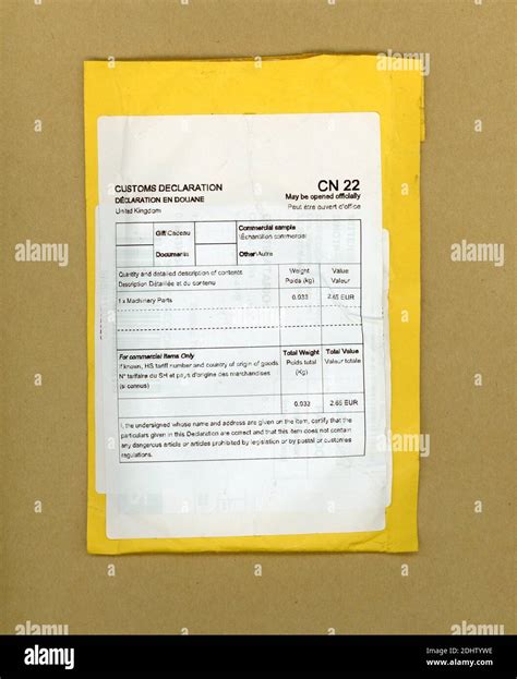 Customs Declaration Cn 22 Hi Res Stock Photography And Images Alamy