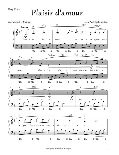 Plaisir d amour arr Marie Ève Mainguy by Jean Paul Égide Martini