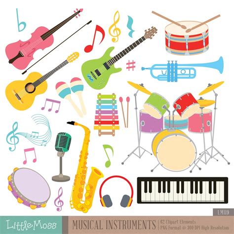 Musical Instruments Digital Clipart, Guitar Clipart , Violin Clipart ...