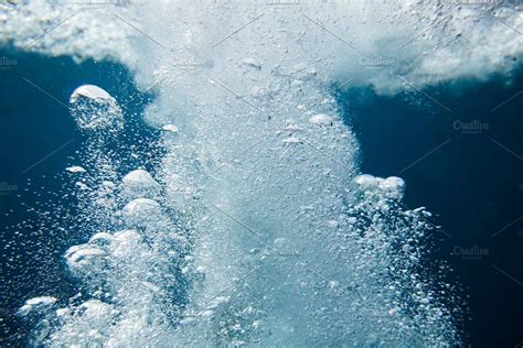 Water bubbles deep in ocean containing water, bubbles, and underwater ...