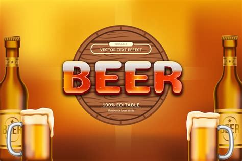 Cerveza cervecería alcohol bebida bebida en pub efecto de texto