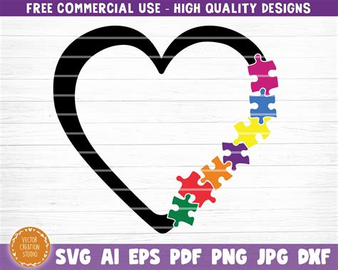 Autism Heart Puzzle Pieces Svg File Autism Heart Vector Etsy