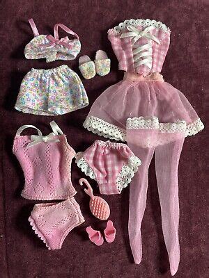 Vtg Barbie Fashion Avenue Lingerie Pink Gingham Floral Set Of