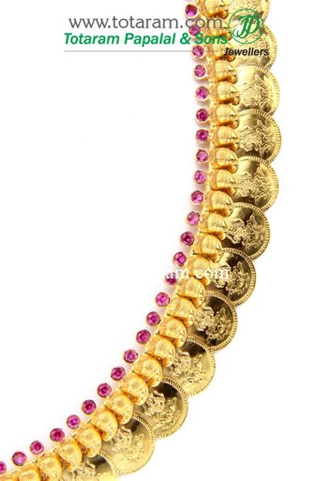 Gn K Gold Mango Lakshmi Kasu Mala Kasulaperu With Red