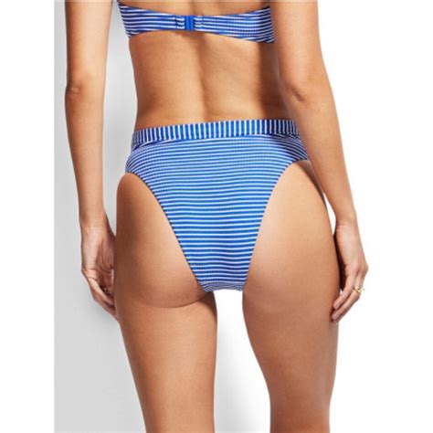 Seafolly Go Overboard Bandeau Bikini With High Rise Rio Bottom Cobalt