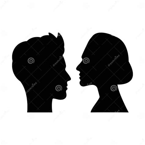 Male And Female Face Profile Silhouette Vector Icon In A Glyph Pictogram Stock Vector