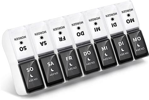 Opret Deutsche Tablettenbox 7 Tage 2 Fächer Morgens Abends Abnehmbar