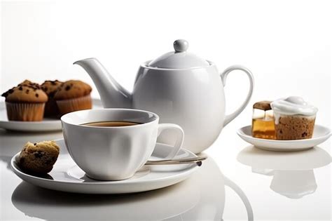 Premium Ai Image Plate With Freshly Baked Muffins And A Steaming Cup