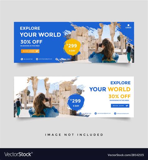 Creative travel banner template collection Vector Image