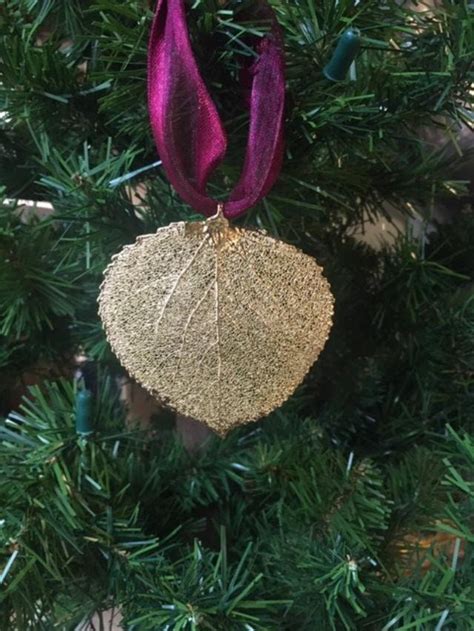 24kt Gold Aspen Leaf Ornament Etsy