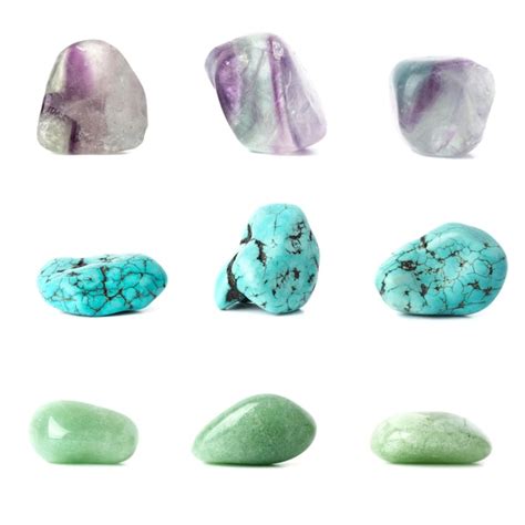 Premium Photo Set Mineral Natural Semiprecious Stone Fluorite