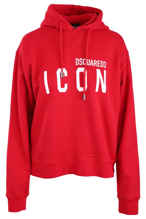 Dsquared2 Sudadera Roja Con Capucha Y Logo Icon Blanco BLS Fashion