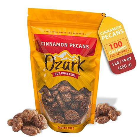 Ozark Nut Roasters Cinnamon Coated Pecans Flavored Snack Nuts With Cinnamon Spice World Class