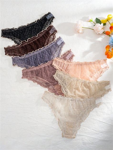 Eraneu 7pcs Women S Mesh Lingerie Panties With Frilled Trim SHEIN USA