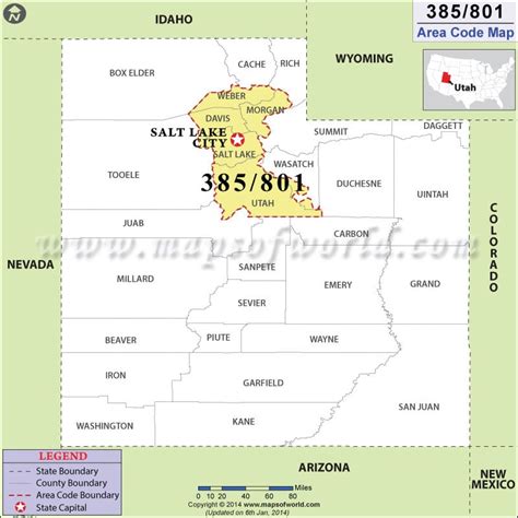 Utah Area Codes Map | Tourist Map Of English