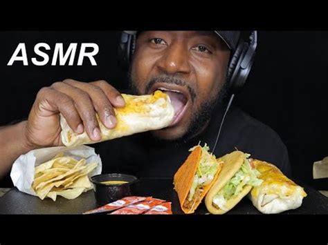 ASMR TACO BELL DOUBLE STEAK GRILLED CHEESE BURRITO BOX COMBO MUKBANG