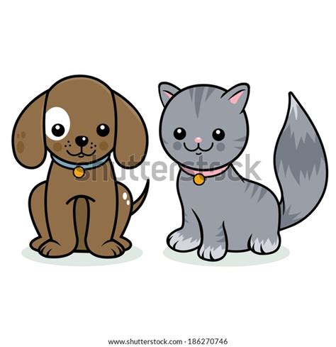 Cat Dog Cartoon Characters Vector Illustration Stock Vector (Royalty Free) 186270746 | Shutterstock