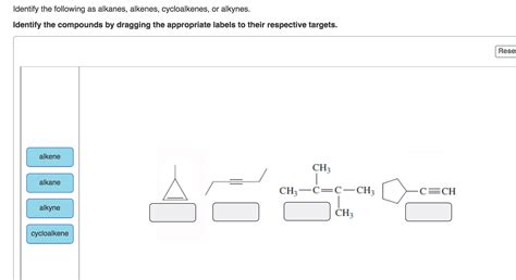 Solved Identify The Following As Alkanes Alkenes Chegg