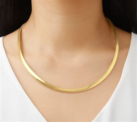 Veronese 18K Clad 20 Polished 6mm Omega Necklace 21 0g QVC