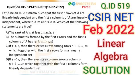 CSIR NET FEB 2022 Linear Algebra Solution Csir Net Feb 2022