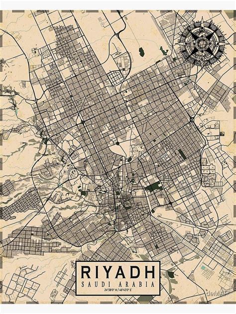 Riyadh City Map of Saudi Arabia - Vintage Poster by deMAP | City map ...