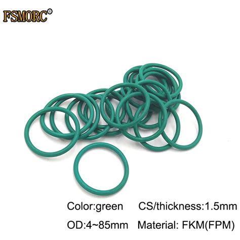 Od4mm 85mm 1 5mm espessura cs verde fkm anéis o resistente a óleo