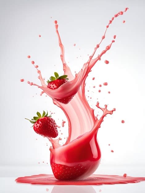 Premium Photo Sweet Fresh Strawberry Juice Or Jam Splash Swirl With