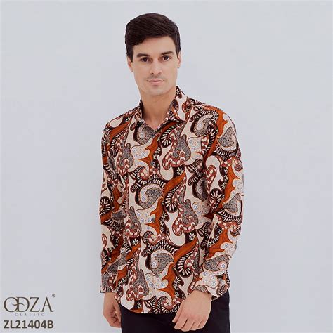 Jual Odza Classic Kemeja Batik Pria Lengan Panjang Modern Slim Fit