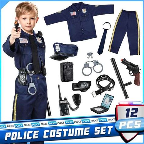 Joycover Police Officer Costume for Kids - Deluxe Police Costume with Accessories for Boys Girls ...