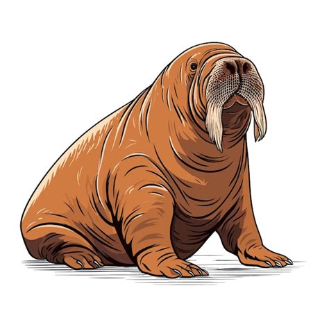 Premium Vector Hand Drawn Solid Color Walrus Illustration