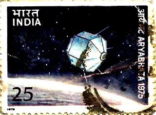 My Stamps of India: 1975, Aryabhatta Launch of First Indian Satellite 25nP