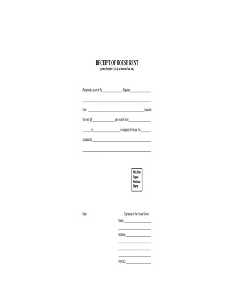 Original Rent Receipt Template With Revenue Stamp Authentic Receipt